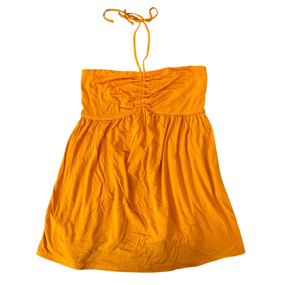 Y2K Halter Tube Top Mustard Yellow S Babydoll‎ Flowy Coastal Cowgirl Festival